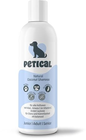 PETICAL Coconut Hundeshampoo I 100% vegan & ph-neutral, für alle Hunde & Fellarten, mit Aloe-Vera Omega 3 & Vitamin-E, gegen Juckreiz & Geruch, sanfte Welpen Hund Fellpflege Schampoo Hundeshampoos