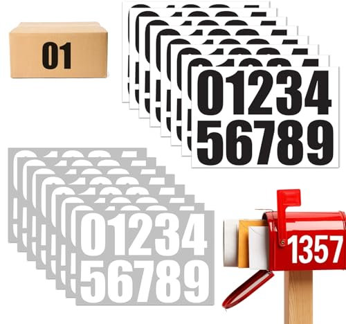 keyxer 16 Stück Große Zahlen Aufkleber (10 cm) – Zahlen zum Aufkleben & Klebezahlen für Hausnummern, Briefkästen & mehr – Wetterfeste Zahlenaufkleber in Schwarz/Weiß – Ideal für Indoor & Outdoor