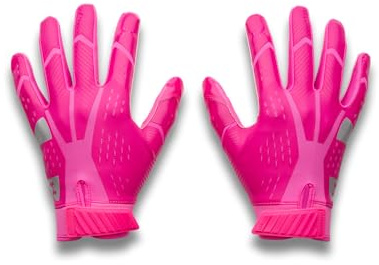 Under Armour Men's Blur Football Gloves, (694) Pink Rave/Virtual Pink/Metallic Silver, Medium