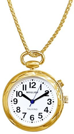 MAUJOY Orologio parlante inglese ultra sottile da donna di qualità, con voce chiara e forte, parla ora, data o sveglia per anziani, problemi di vista o non vedenti, Oro, 36mm, Classico