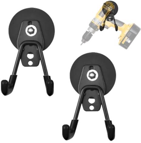 Wapasezyar 2 stycken magnetkrokar extra starka magnetkrokar, garage med dubbla krokar, väggkrokar, garage, starka magneter, väggkrokar, tung för trädgård, skjul, verktygsrum (svart, 6,6 mm)