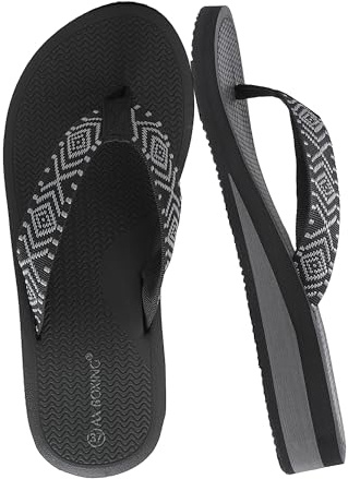 AX BOXING Chanclas Mujer Plataforma Ligero Sandalias de Dedo Verano Chanclas de Cuña Cómodas Chancletas para Playa Piscina Interior Exterior Gris y negro 39 EU