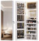 Vlsrka LED Schmuckschrank Hängend, Türspiegel/Wandspiegel mit schmuckschrank, Schmuckschrank mit Spiegel Abschließbarer, Schmuckspielgelschrank mit 3 Farben Licht, Spiegelschrank mit Beleuchtung, Weiß
