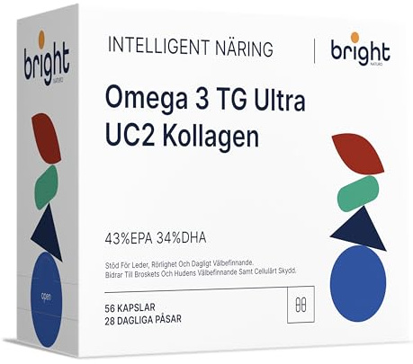 Omega 3 TG Ultra, Kollagen UC-II - SmartAbsorb™ | för ledmobilitet, benhälsa och hjärnfunktion | 28 dagliga stickpack