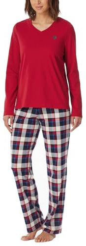 Schiesser Damen Schlafanzug Lang Baumwolle-Nightwear Pyjamaset, Rot_182120, 36