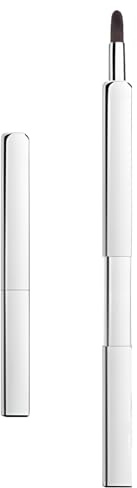 Lip Brush Applicators-Retractable Exquisite Professional Lipstick Brushes- Lipstick Gloss Makeup Brush Tool For Women and Girls (Pack of 1，Silver)