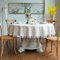 GOEXCPL Runde Tischdecke aus Baumwolle und Leinen mit Fransen, Beige Durchmesser 160 cm, Geeignet für runde Tische von 90-120 cm Durchmesser