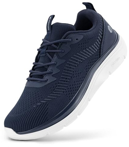 FitVille Walkingschuhe Herren Extra Weite Sneaker Atmungsaktive Laufschuhe Bequeme Sportschuhe für Breite Füße Mitternachtsblau 44 EU Weit