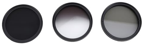 PUSOKEI ND8 CPL GND Filter Set, 3 in 1 Camera Filter Kit, Neutral Density, Circular Polarizing, Graduated ND, Aluminum Alloy, Optical Glass Filters for DSLR Camera (52mm)