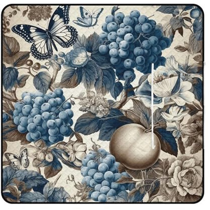 ZLFDSKGY Couverture de pique-nique imperméable et pliable avec poche zippée pour le camping sur l'herbe Motif arbres et papillons