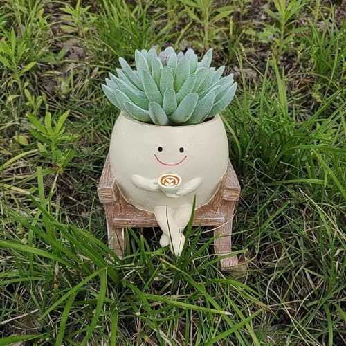 Mailfull Macetas de Cara Sonriente Macetero Caras Sonrientes con Agujeros de Drenaje Maceta Portátil para Suculentas para Hogar Jardín Terraza (03)