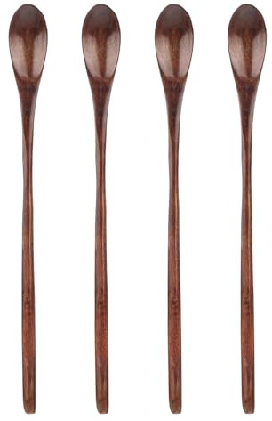 4 cucchiai di legno piccoli, cucchiai di miele, cucchiai lunghi in legno, cucchiai piccoli, cucchiaini da tè, cucchiai da zucchero, cucchiaio da zuppa, cucchiaio da caffè, cucchiaio da miele, manico