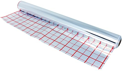 Aqbau Rasterfilm, golvvärme, aluminium, isoleringsfolie, 50 m² – 0,070 mm, värmeisoleringsfilm med 10 × 10 cm galler, fuktskydd för vattengolvvärme
