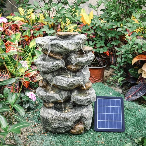 Warmiehomy Solar Water Fountain, 49cm Rockery Water Features for the Garden