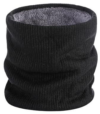 Kono Neck Warmer Men Women Fleece Lined Scarf Winter Thicken Windproof Circle for Skiing Cycling Sports (Black)