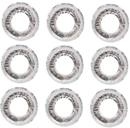 INOOMP Lot de 10 Doublures Anti-huile Rondes pour Brûleurs de Cuisinière à Gaz, Papier Aluminium Résistant la Chaleur, Tapis de Protection Réutilisable Cuisine