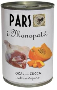 Pars Humido Chien et Chat Monopathé Goût Oie Citrouille, Aliment complet monoprotéique pour chiens et chats de tous âges et de toutes tailles, sans céréales | 6 boîtes de 400 grammes chacune.