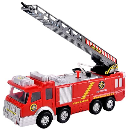 NIDONE Camión de Bomberos de Juguete, Luces y Sonidos, Camiones de Juguete con Escalera retráctil y rociador de Agua, conducción Universal, Juguetes para niños pequeños a Partir de 3 años