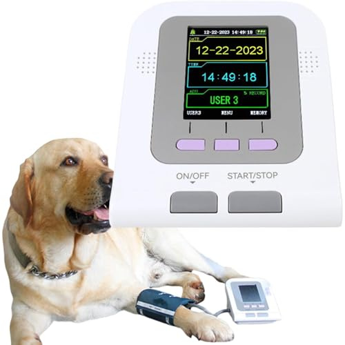 Wsexyy Veterinär blodtrycksmätare, digital blodtrycksmanschett för djur, 2,8-tums LCD-skärm, med 3 manschetter, elektronisk blodtrycksmätare, för hundar/katter/husdjursvård