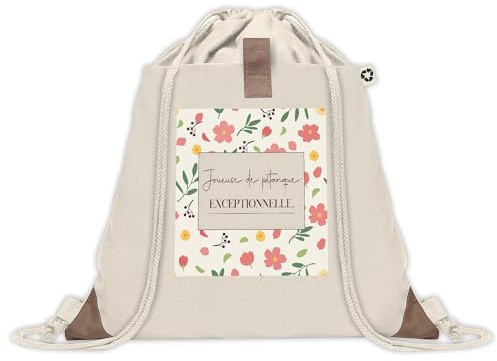 Planetee Sac à Dos avec Pochette Femme Joueuse de Pétanque Exceptionnelle Motif Fleurs Sac Cordon Gym Sport Toile Coton Voyage Cadeau Femme Anniversaire Noël