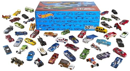 Hot Wheels 50-Car Pack of 1:64 Scale Vehicles Individually Packaged (Assorted Styles, One Random Set), Gift for Collectors & Kids Ages 3 Years Old & Up, V6697