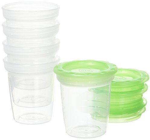 MAM | Pots de conservation – Lot de 5 pots de conservation (5 x 120 ml) – Récipients pour lait maternel et aliments bébé avec couvercle hermétique