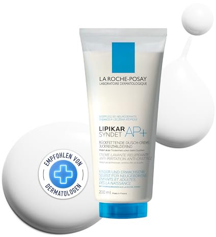 La Roche Posay Rückfettendes Duschgel für extrem trockene, zu Neurodermitis neigende Haut, Auch für Babys und Kinder, Mit Niacinamid und Aqua Posae Filiformis, Lipikar Syndet AP+, 200 ml