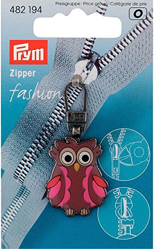 Prym 482194 Fashion-Zipper für Kinder Eule braun/pink
