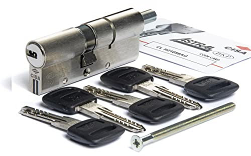 CISA 10A3S219012CLC5; Cilindro Europeo Astral S; 35/45 mm; Ottone Nichelato; 5 Chiavi; Predisposto per Montaggio Pomolo