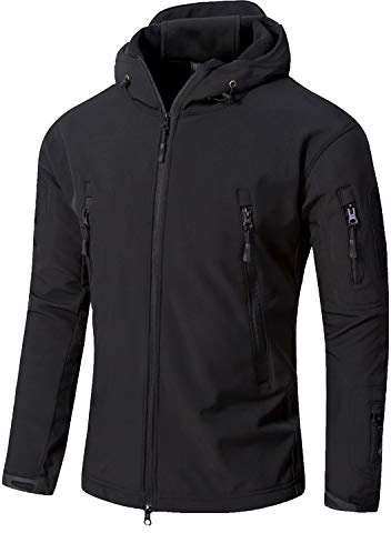 YFNT Tattico Softshell in Pile Giacca Mimetica Militare con Cappuccio Campeggio d'escursione Esterno Caldo del Rivestimento Cappotto Antivento Impermeabile Giacche da Sci Giacca