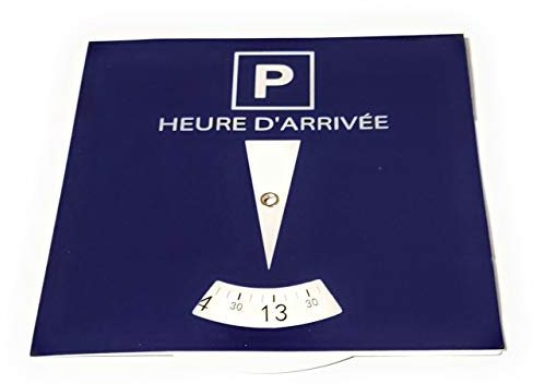 Maelsa® Disque de stationnement Zone Bleue Horodateur Parking Voiture Accessoires Auto Moto Europe France 15 x 15cm Heure d'Arrivée Graduation en Heures, Demi-Heures et tranches de 10 Minutes