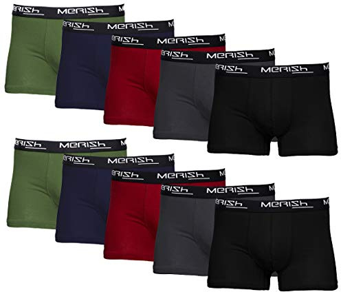 MERISH Boxershorts Herren 10er Pack / 15er Pack S-5XL Unterwäsche Unterhosen Männer Men Retroshorts 415 (410a 10er Set Mehrfarbig, m)