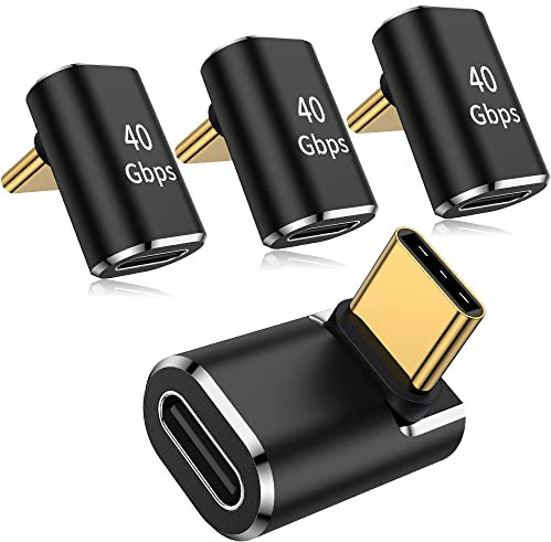 AuviPal 90 Degree USB C Adapter (4 Pack), USB Type C Right Angle Connector for Steam Deck, ROG Ally, MacBook, Notebook, Smart Tablet & Phone and More - Black