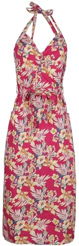 Queen Kerosin Vestido de lápiz para mujer | Vestido de lápiz | Halter | Hawaii | Tropical All-Overprint | Hibisco | Verano | Fiesta | 50S Hawaii Red, rojo, M-36/38/40