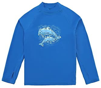 HDTIYUYP Badeshirt UV Jungen Kinder - UV Schutz Shirt Langram Schwimm Tshirt Kind Rashguard Surfer Tshirt Strand Shirt mit Daumenloch Royal 7/8 Jahre
