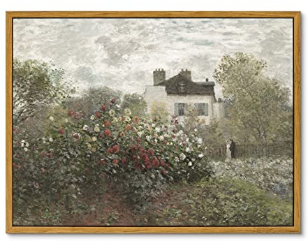 InSimSea Framed Canvas Wall Art Vintage Decor, Classical Home Room Decor The Artist's Garden in Argenteuil by Claude Monet, Kitchen Office Farmhouse Bathroom Decor Wall Art, 12x16