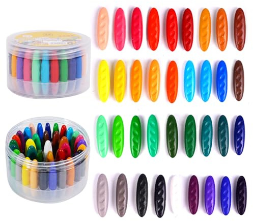 Peanut Crayons for Kids 36 Colors Washable Toddler Crayon, Non-Toxic Baby Crayon for Ages 2-4, 4-8 - Large Crayons for Toddlers 1-3, Coloring Art Supplies, Back to School Gift for Boys&Girls