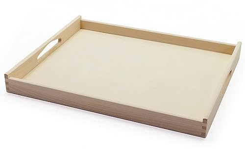 HolzFee Tablett Holz Serviertablett 50 x 40 cm, Holztablett, mit Griffen, Küchentablett Frühstückstablett, TBL 5040-Natur