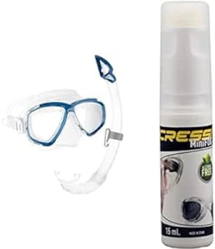 Bundle Cressi Perla, Snorkeling, Apnea, Immersioni-Combo Set Maschera Perla + Snorkel Mexico,Taglia Unica+Cressi Premium Anti Fog-Anti-fog per Maschere Sub e Occhialini Nuoto, Adulto Unisex