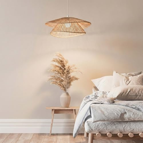 LightLogic Boho Deckenlampe Hängend, Esszimmerlampe mit E27 Fassung und Lampenschirm Boho, Pendelleuchte für Wohnzimmer und Schlafzimmer, model ARILAS