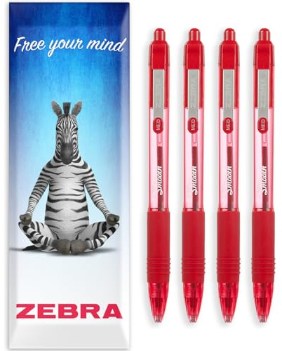 Zebra Z-Grip Smooth Ink infällbar kulspetspenna – 1,0 mm spets – paket med 4 pennor – i presentförpackning (röd)