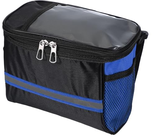 PATIKIL Bike Handlebar Bag, Bike Frame Bag Waterproof Bike Basket with Reflective Strip Bicycle Accessories for Men Women Outdoor Cycling Mountain Road Bikes, Blue