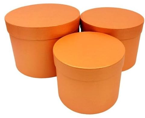 INERRA Flower Hat Boxes Florist Box Vase - Set of 3 (Orange)