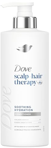 Dove Scalp + Hair Therapy Soothing Hydration Conditioner, 400 ml | For dry hair, Hyaluron-Complex and pharma-grade glycerin help replenish moisture while improving smoothness and manageability