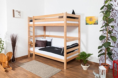 Kinderbett Etagenbett Thomas Buche Vollholz massiv natur, inkl. Rollrost - 90 x 200 cm, teilbar