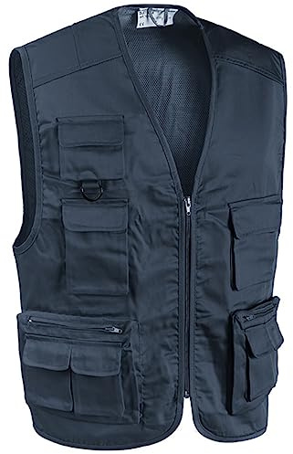 SOTTOZERO Gilet da Lavoro Uomo Multitasche Smanicato Cotone Poliestere MAGAZZINIERE GITA (XL, Blu)