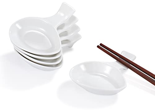 Urban Lifestyle ciotoline per salsa set da 6 in porcellana con poggia bacchette, ciotoline salsa di soia 9 x 7,5 cm per sushi, tapas, antipasti, spezie e condimenti