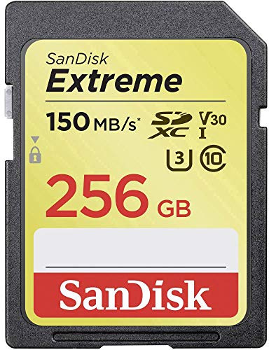 SanDisk Extreme 256 GB SDXC Memory Card, Up to 150 MB/s, Class 10, U3, V30