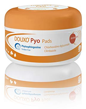Douxo Pyo, vet recommended antibacterial/antifungal dog/cat skin wipes (30 pads)