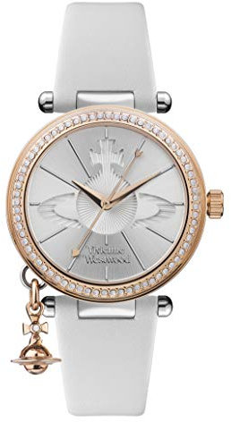 Vivienne Westwood Orb Pastelle Ladies Quartz Watch with Silver Dial & White Leather Strap VV006RSWH